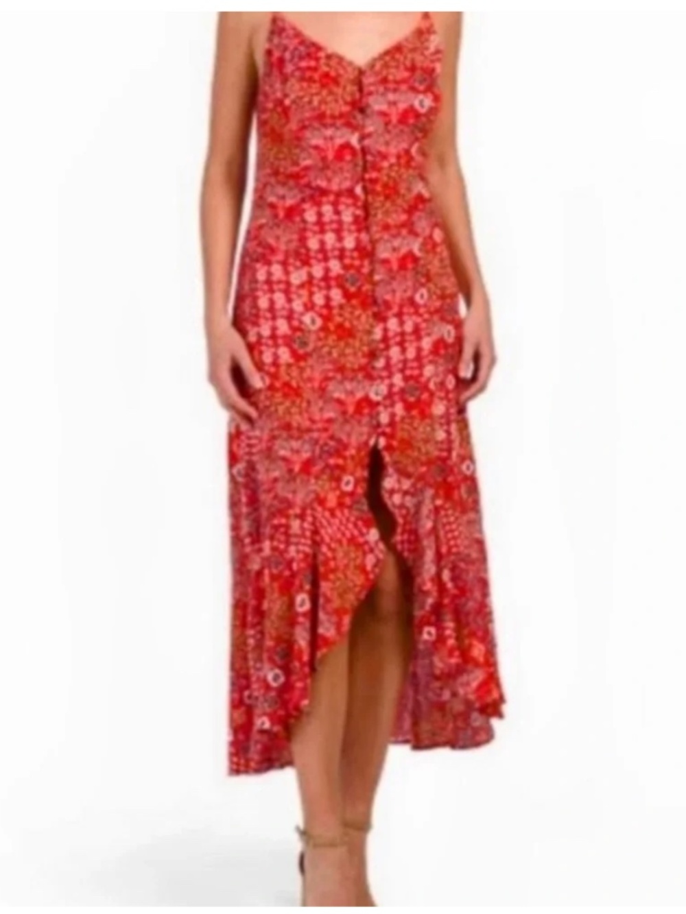 Anthropologie Abel The Label Lola Floral Button-Front Hi-Lo Dress M Boho Resort